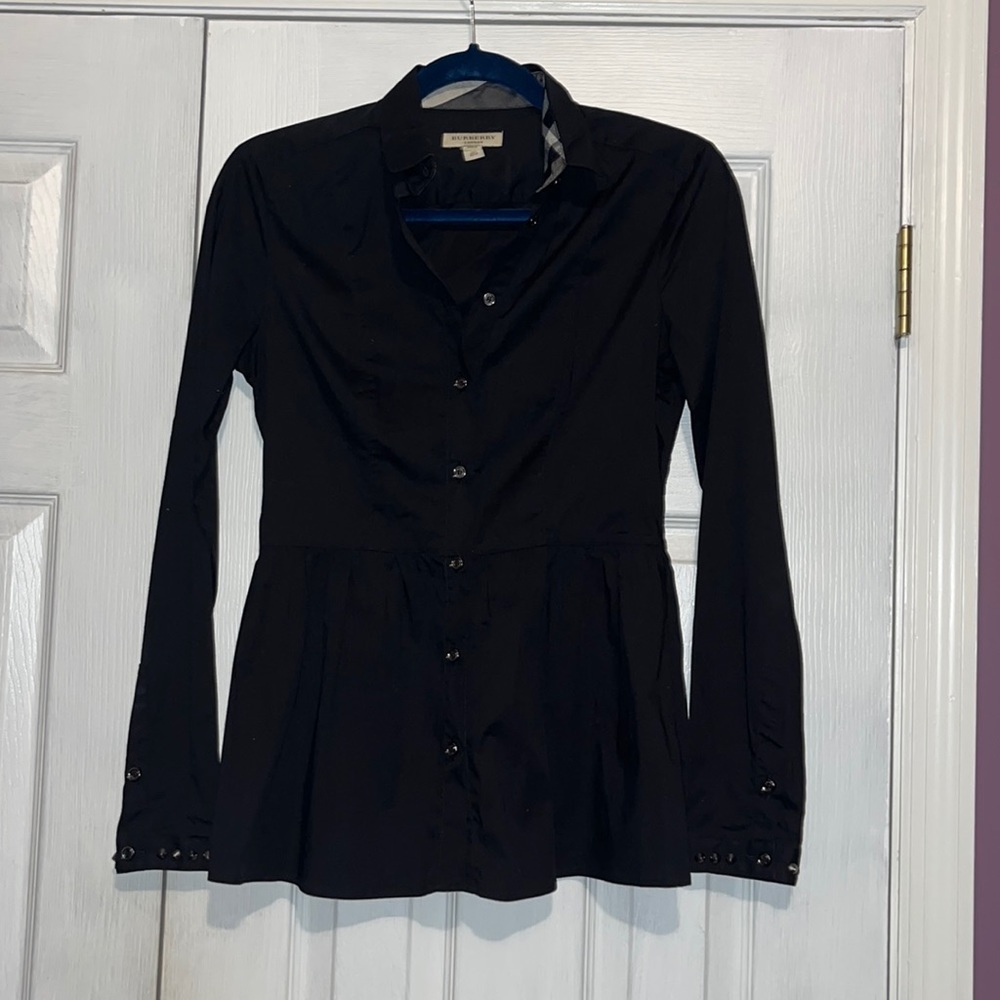Burberry peplum spiked cuff button down!